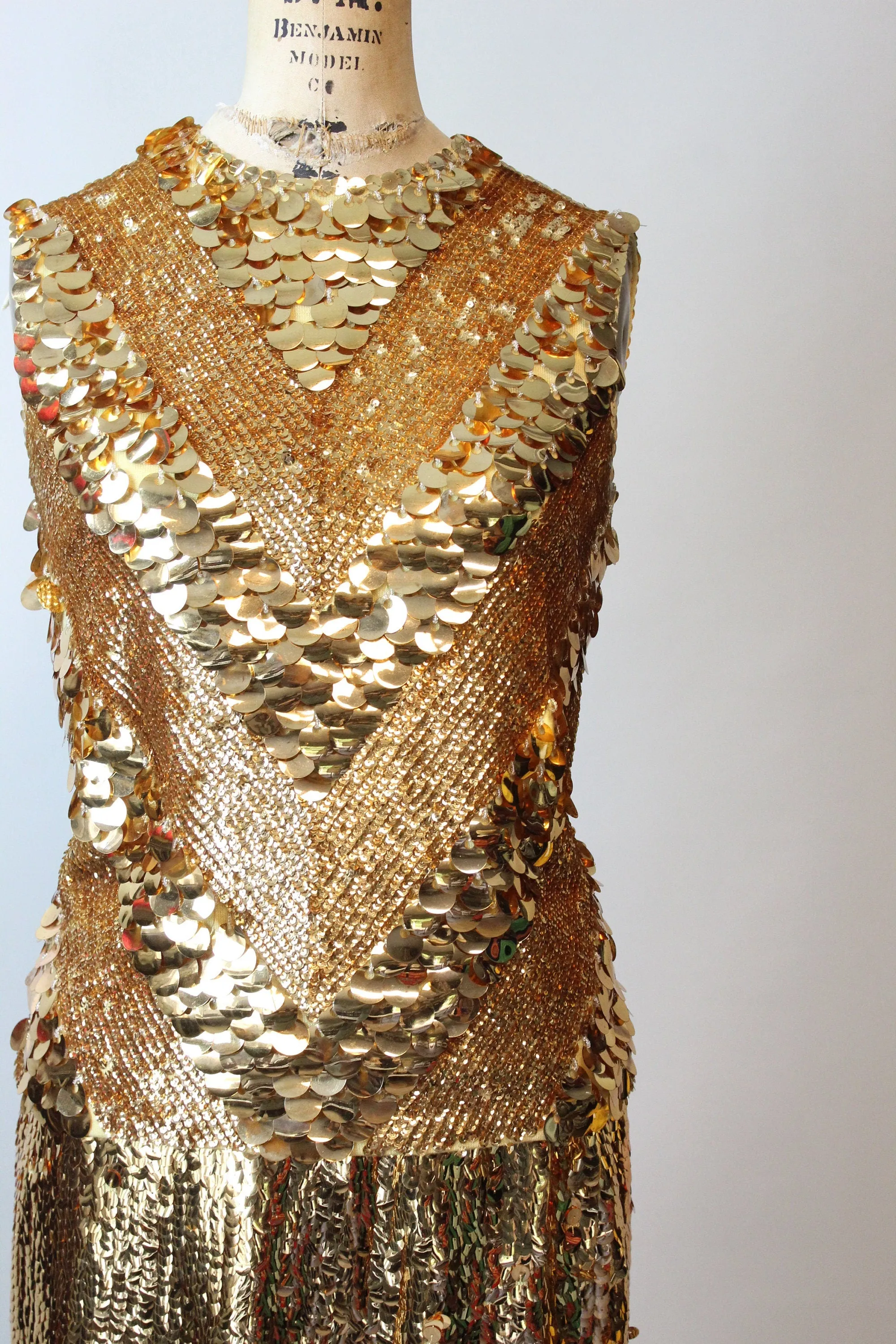 1960s GOLD SEQUIN dress pailettes top skirt set small medium | new fall