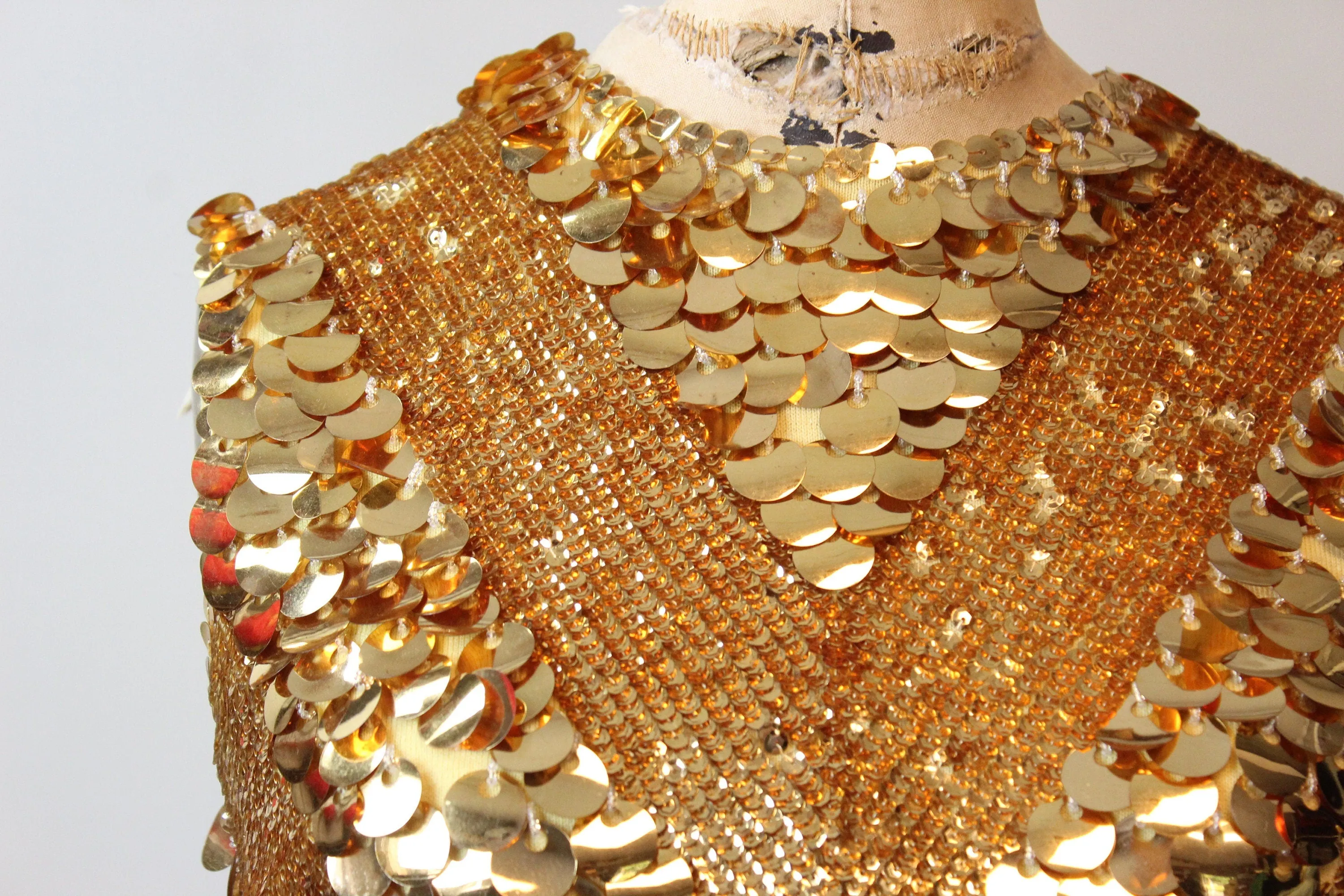 1960s GOLD SEQUIN dress pailettes top skirt set small medium | new fall