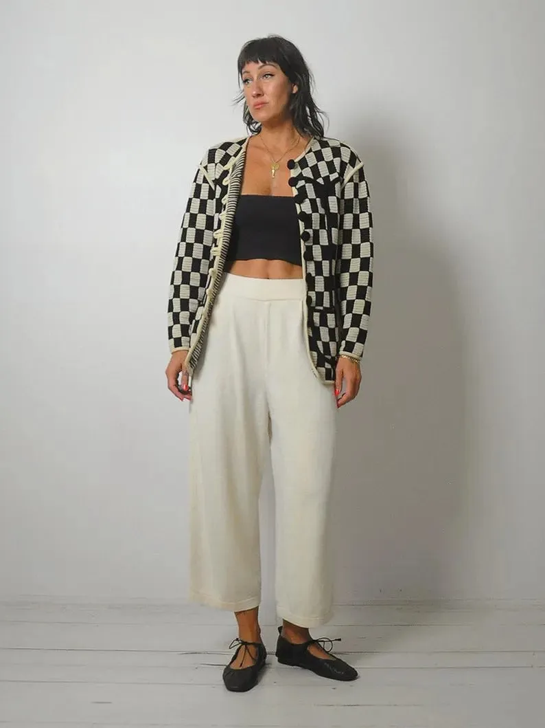 1980's Knit Checkerboard Cardigan