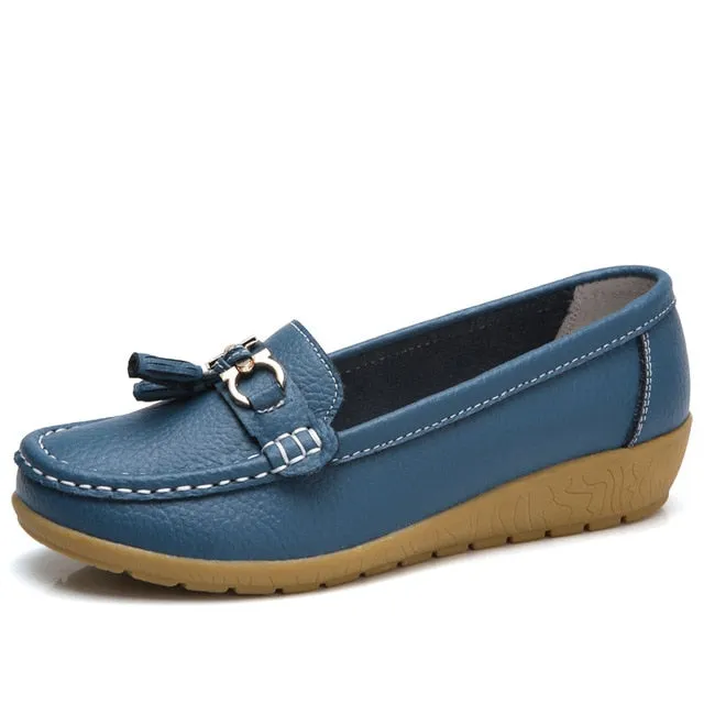 2018 Fashion Women Genuine Leather Flat Casual Shoes