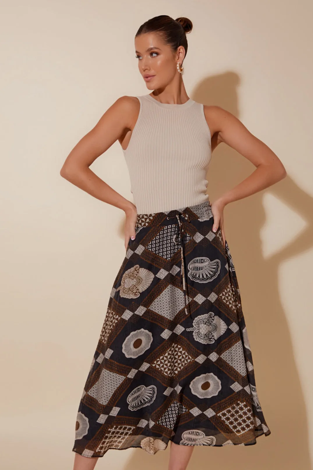 Adorne - The Carolina Long Printed Skirt