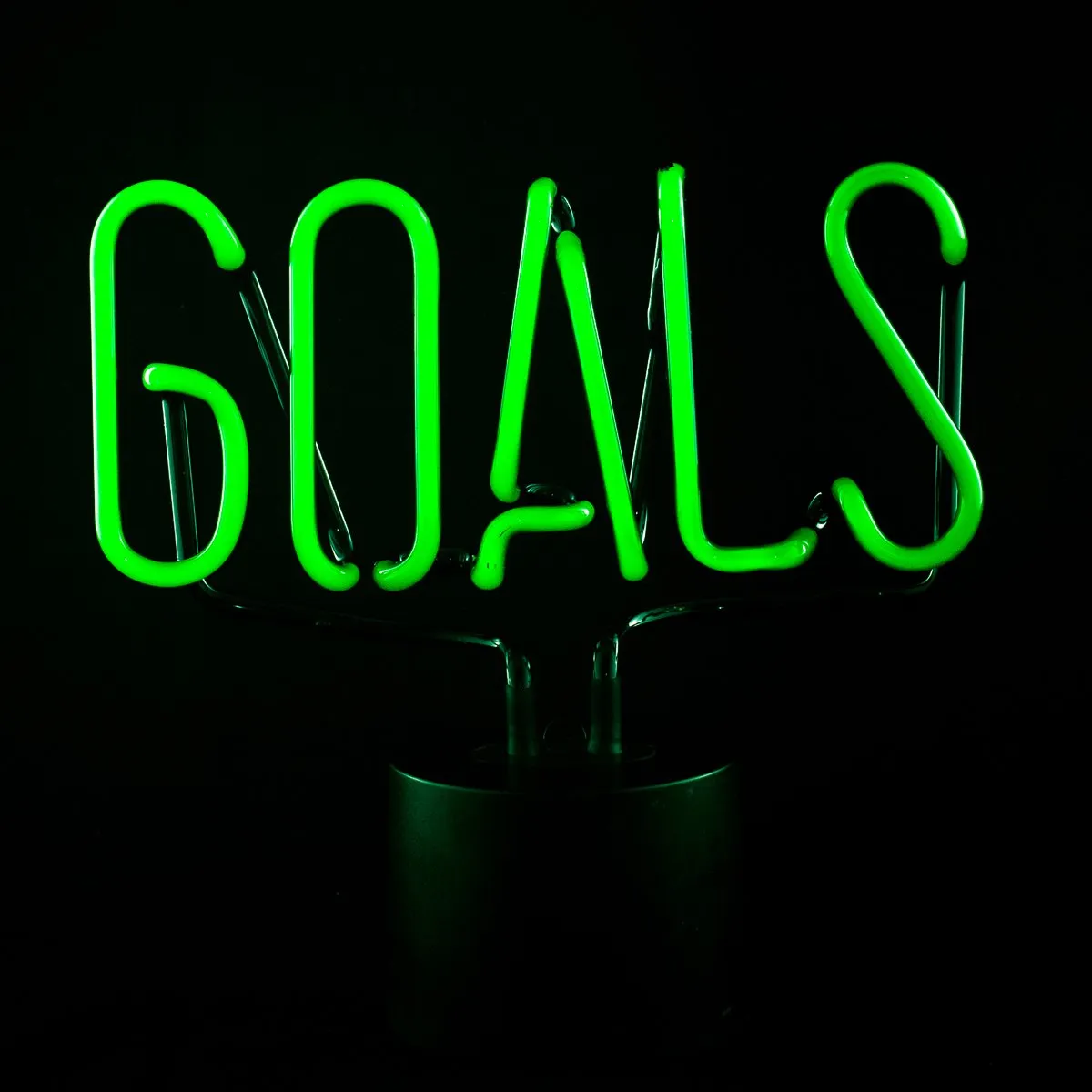 Amped & Co GOALS Real Neon Light Handcrafted Novelty Desk Lamp, Large 9.6x9.6, Green Glass