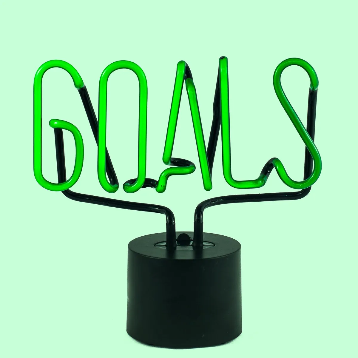 Amped & Co GOALS Real Neon Light Handcrafted Novelty Desk Lamp, Large 9.6x9.6, Green Glass
