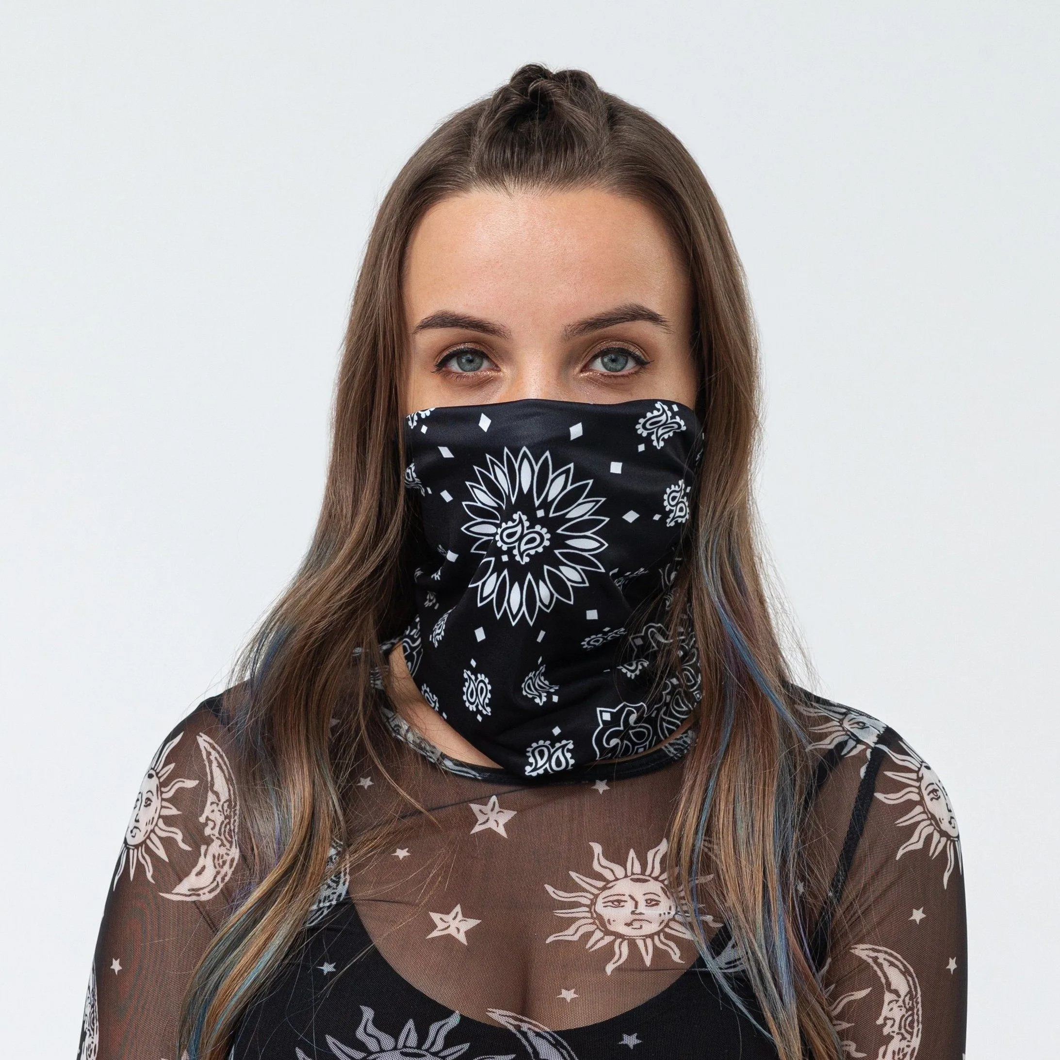 Bandana Face Mask - White Paisley Floral (Available online only)