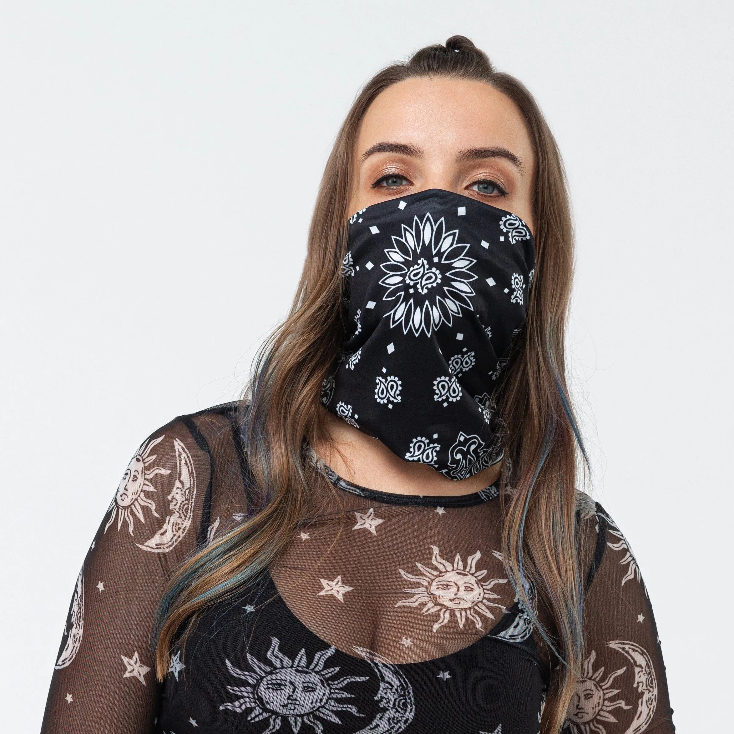 Bandana Face Mask - White Paisley Floral (Available online only)