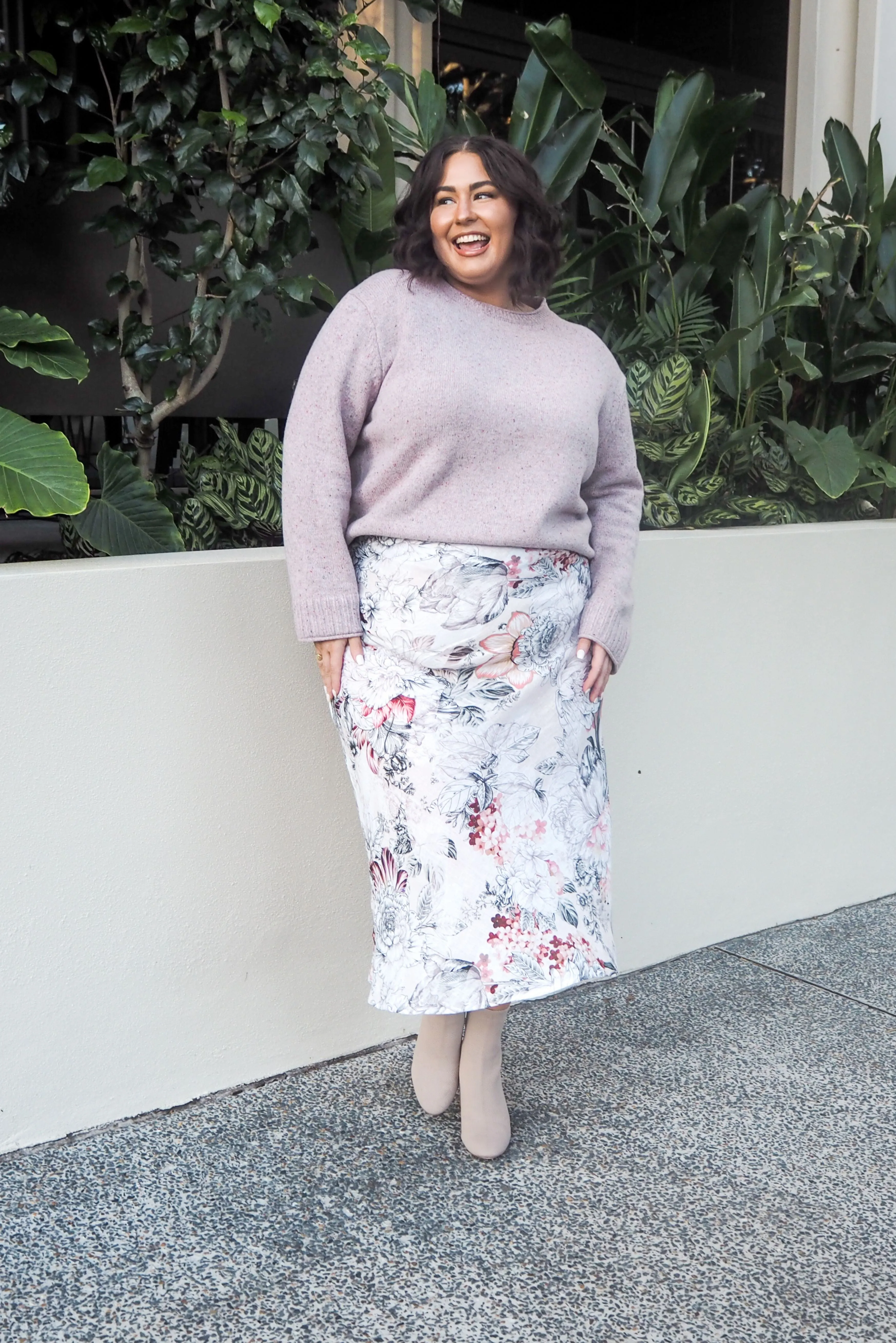 Bias Cut Skirt Botanical Print