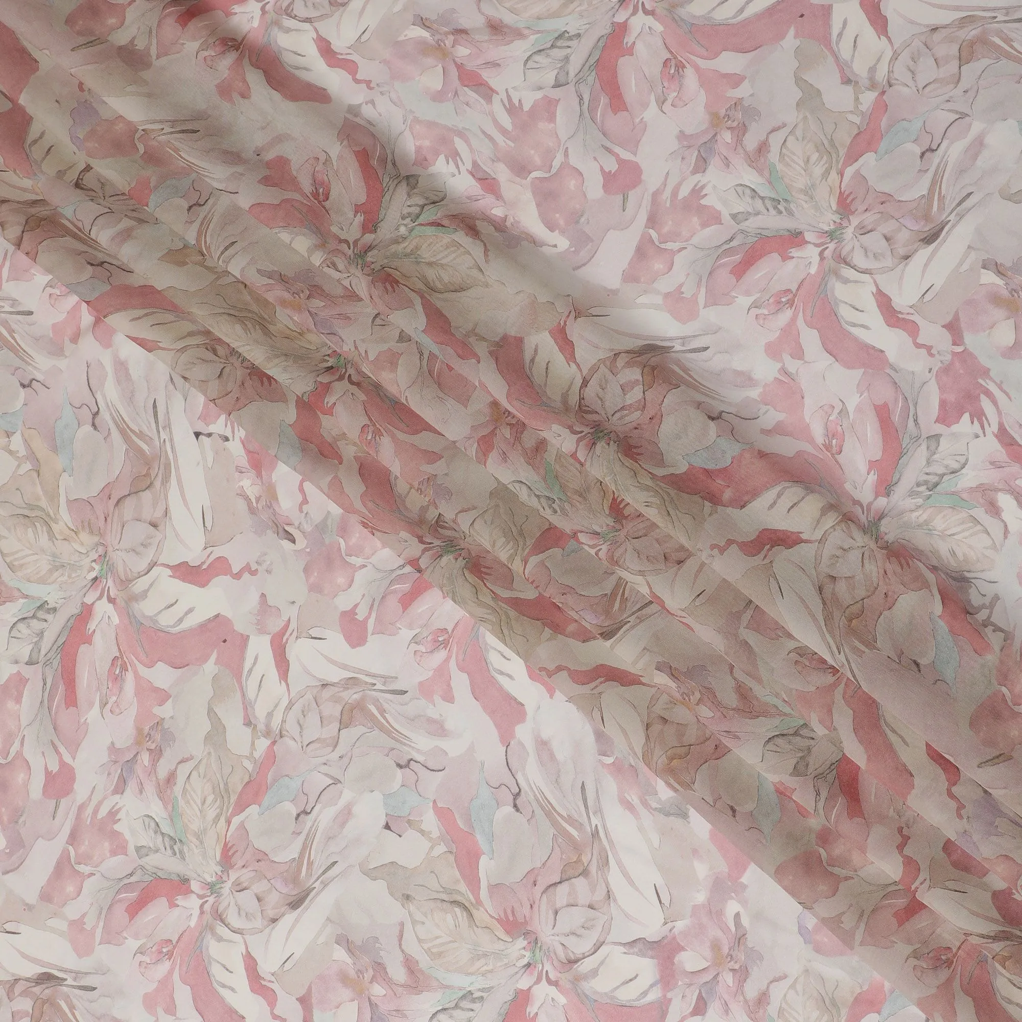 Blossom Whispers Viscose Crepe Fabric - 110cm Wide, Subtle Elegance, Online Purchase-D18104