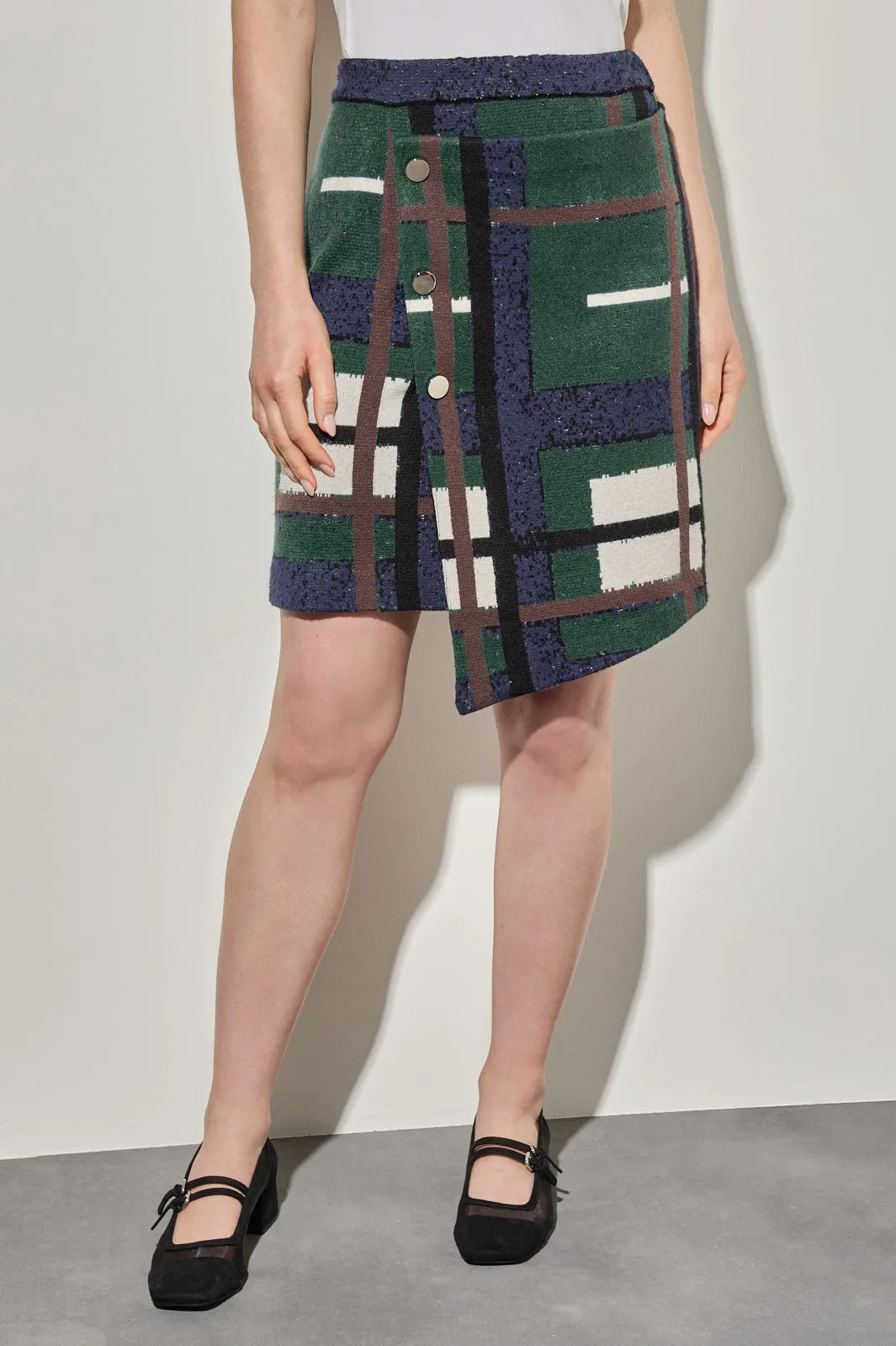Cozy Knit Asymmetrical Above-the-Knee Skirt