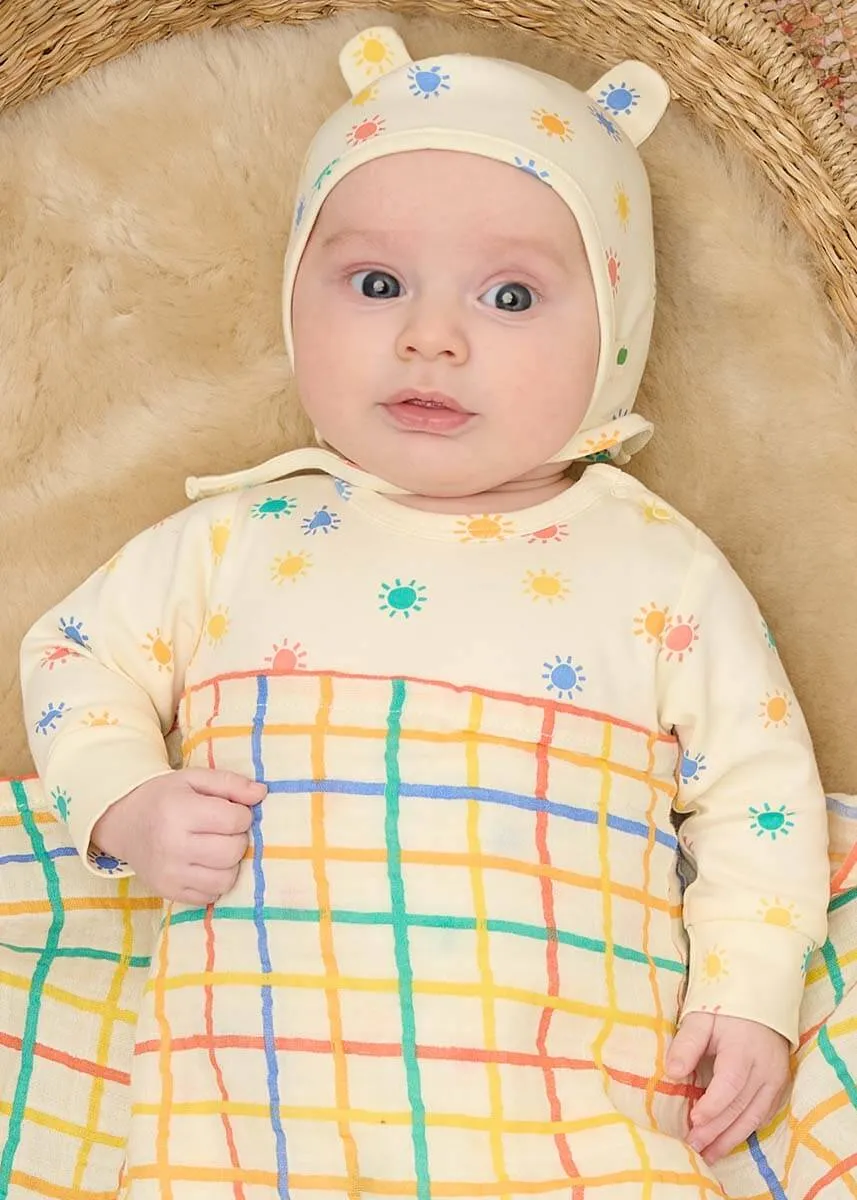 Ditto - Rainbow Check Large Muslin Swaddle Blanket