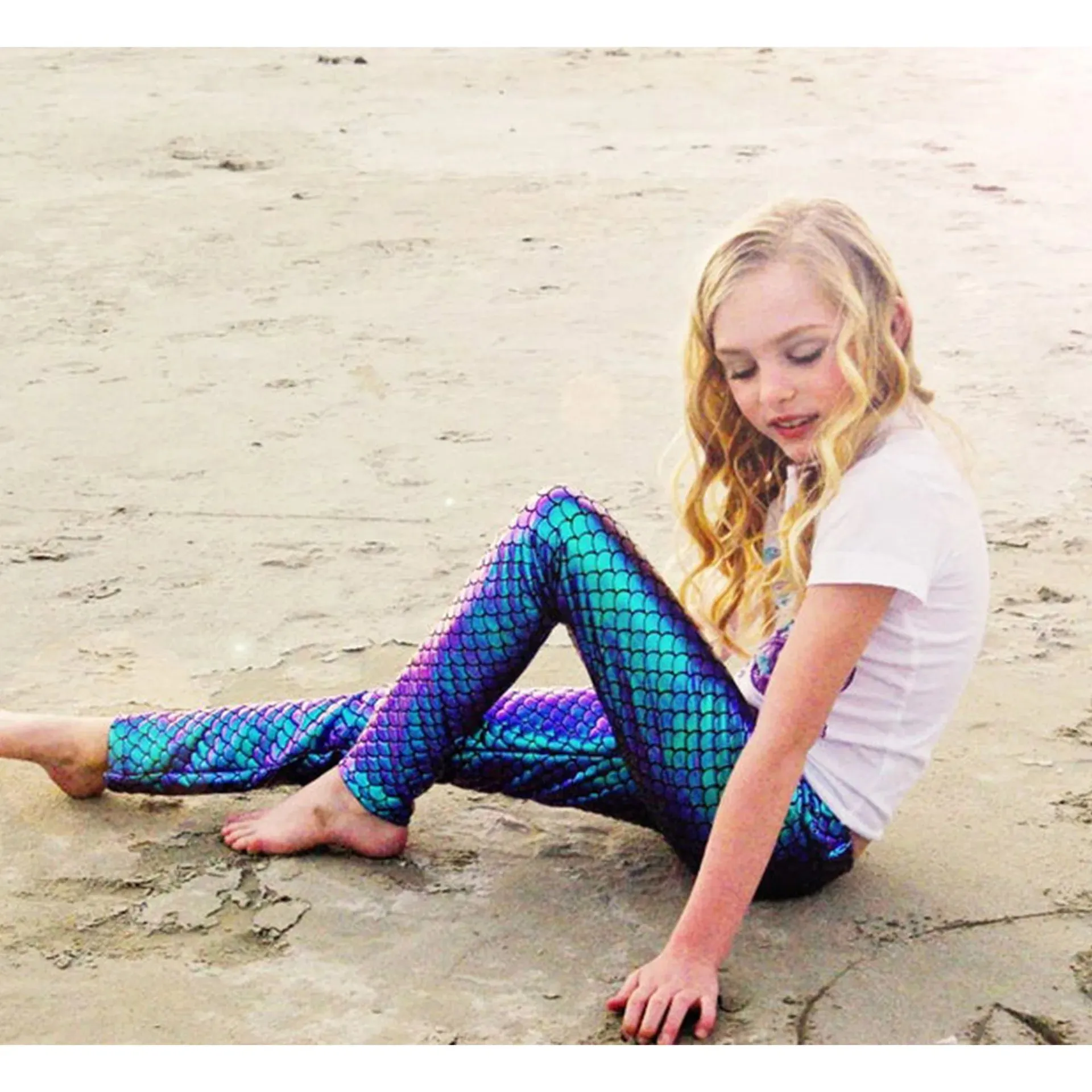 Dragon Scale Leggings Soft Elastic Kids Leggings Mermaid Pants