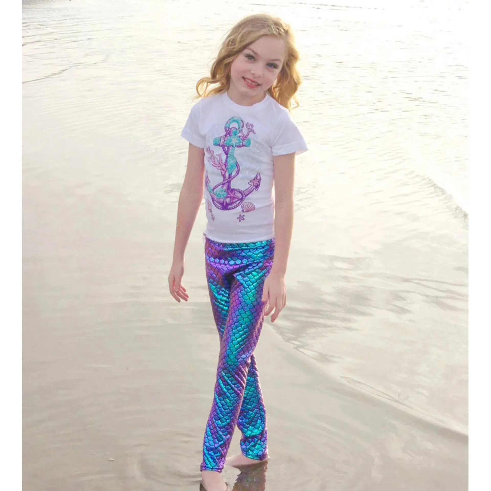Dragon Scale Leggings Soft Elastic Kids Leggings Mermaid Pants