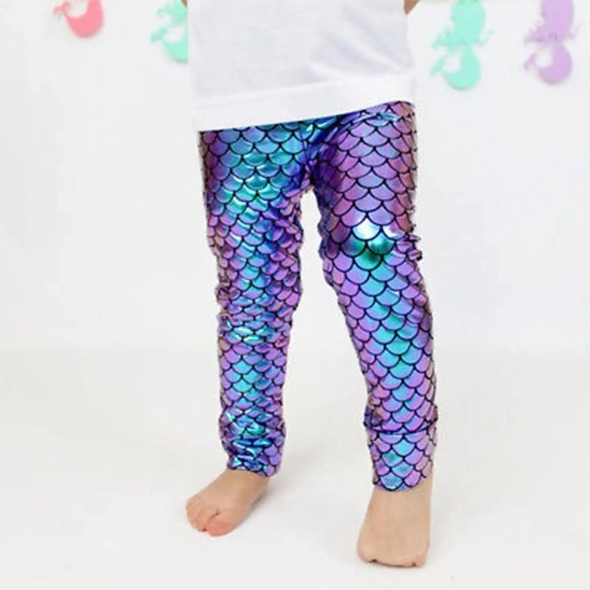 Dragon Scale Leggings Soft Elastic Kids Leggings Mermaid Pants