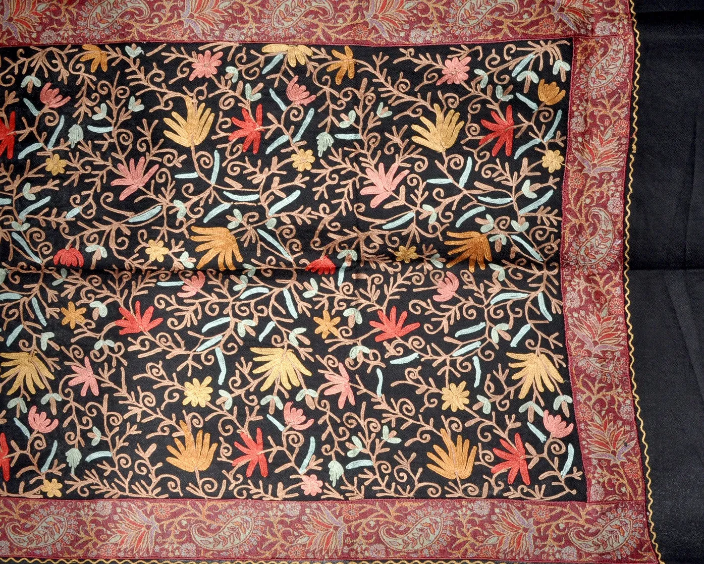 Embroidered Stole - Black Color
