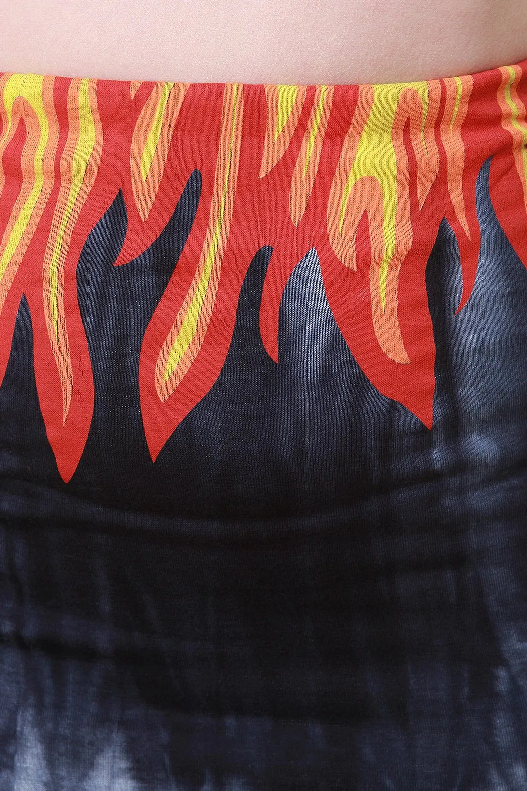 Flame Print Tie Dye Jersey Knit Matching Set