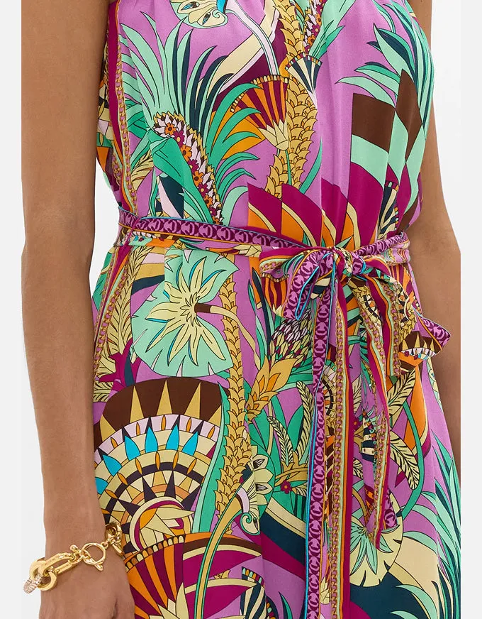 Giza Goddess Tie Waist Strapless Jumpsuit
