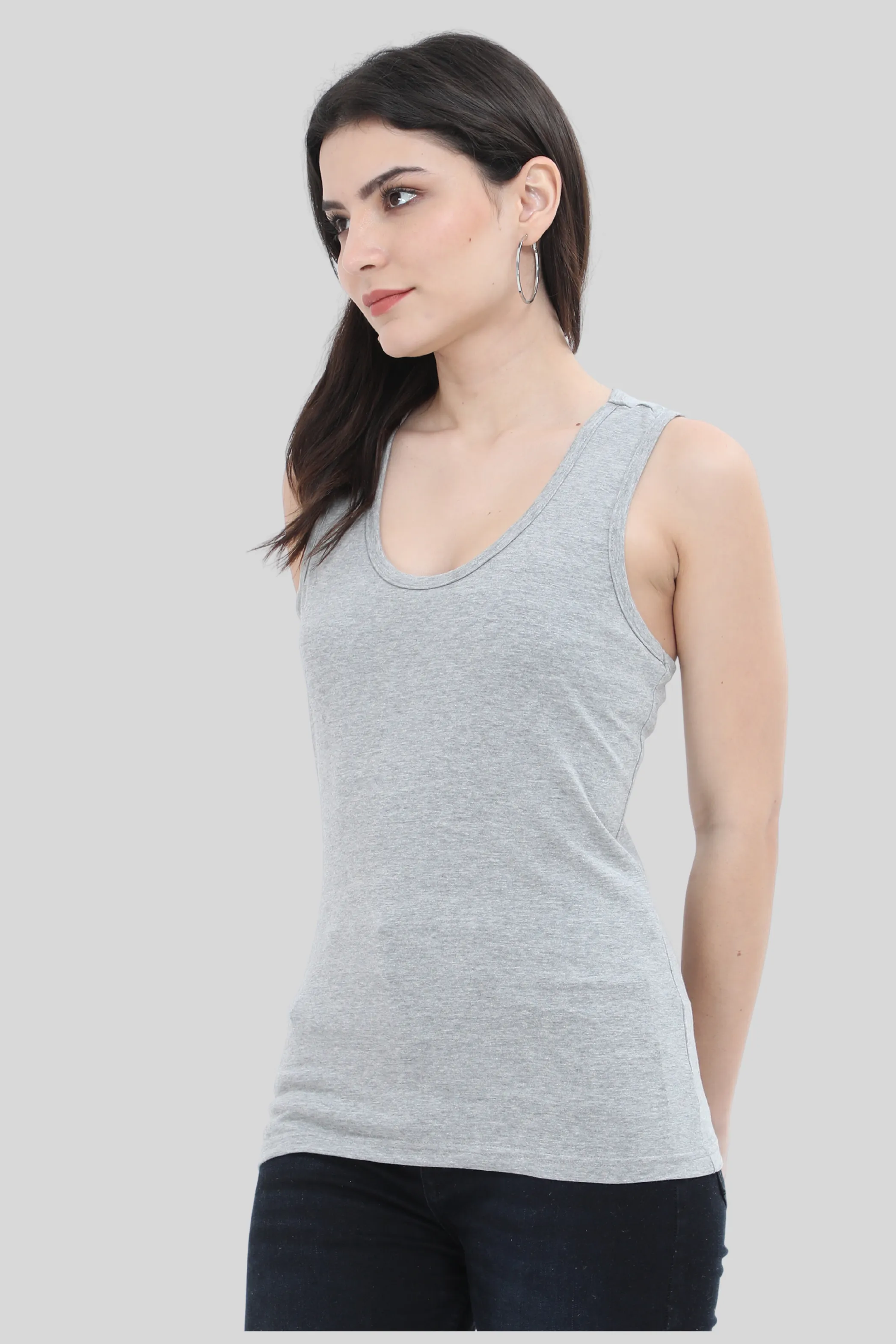 Grey Melange Tank Top for women