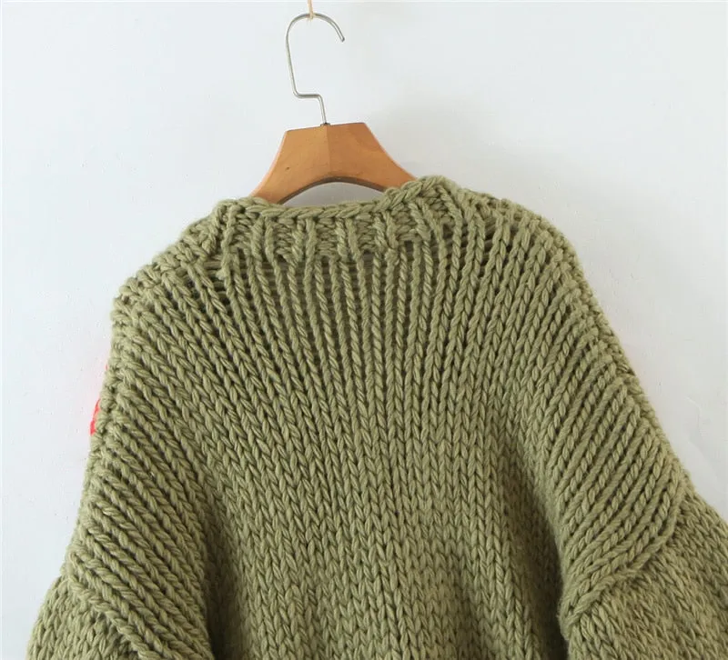 Handmade Mushroom Sweater Knit Cardigan