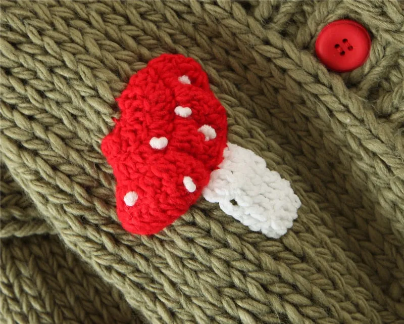 Handmade Mushroom Sweater Knit Cardigan