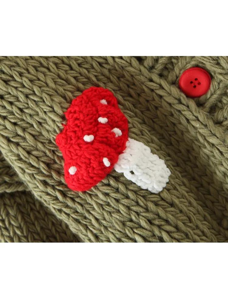 Handmade Mushroom Sweater Knit Cardigan