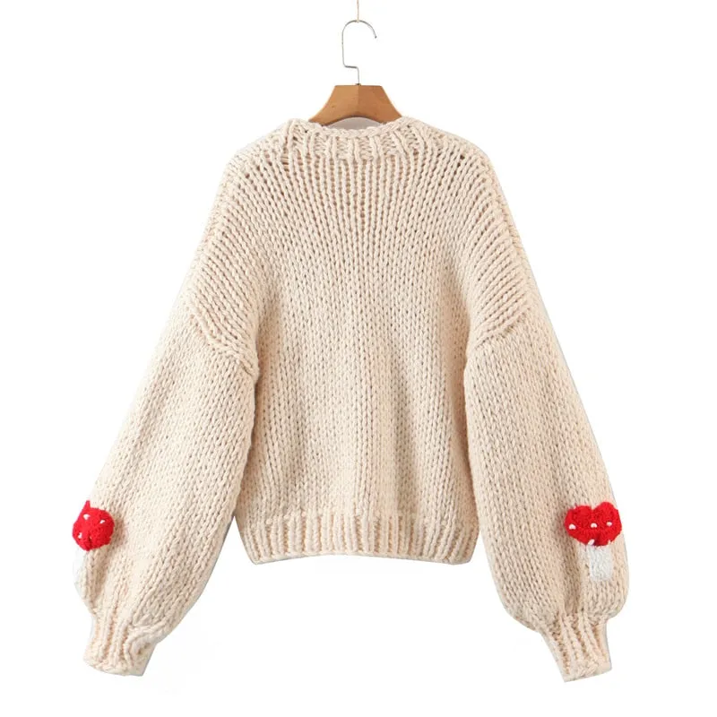 Handmade Mushroom Sweater Knit Cardigan