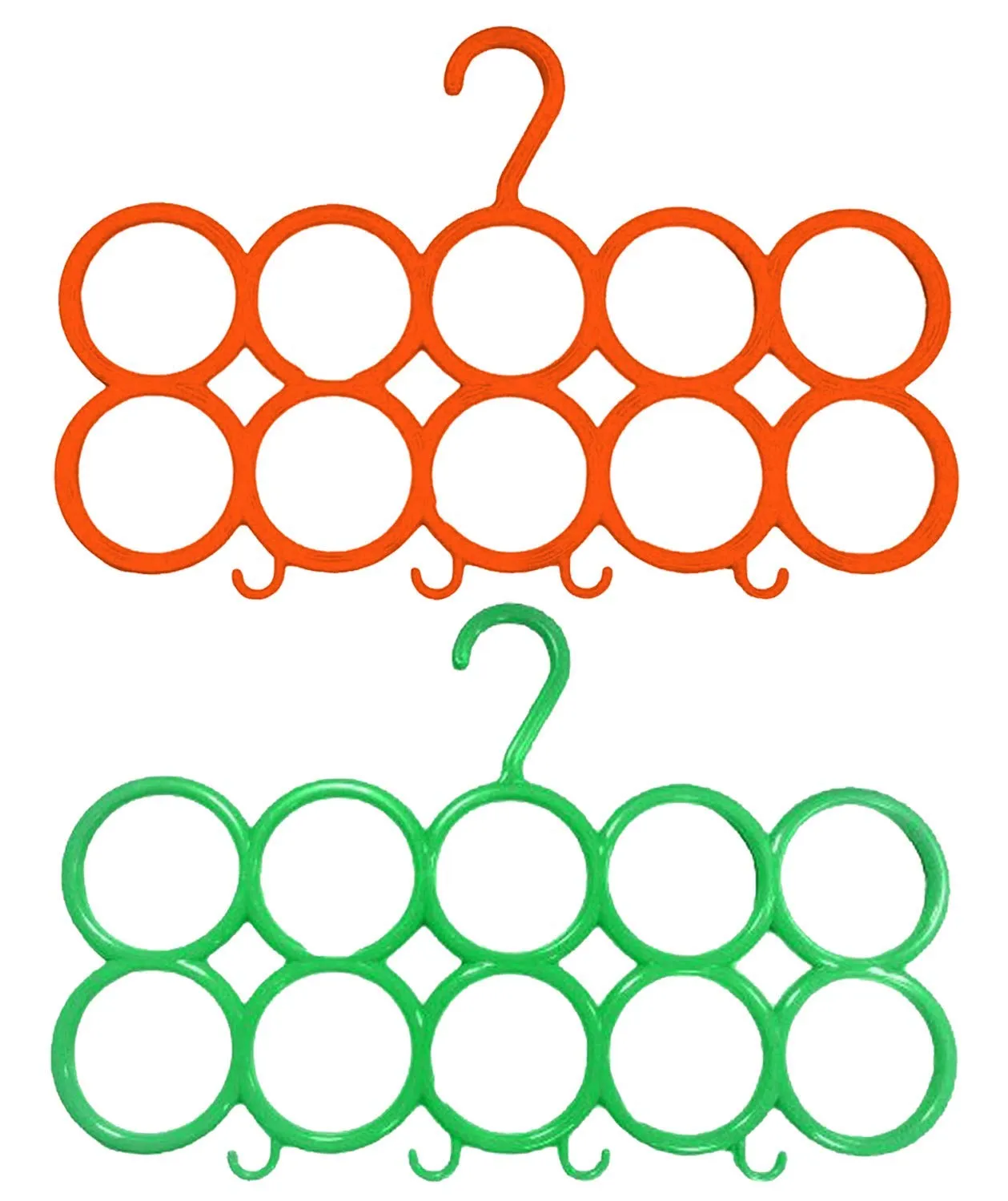 Heart Home 10-Circle Plastic 2 Pieces Ring Hanger for Scarf, Shawl, Tie, Belt, Closet Accessory Wardrobe Organizer (Multicolor) - CTHH14511