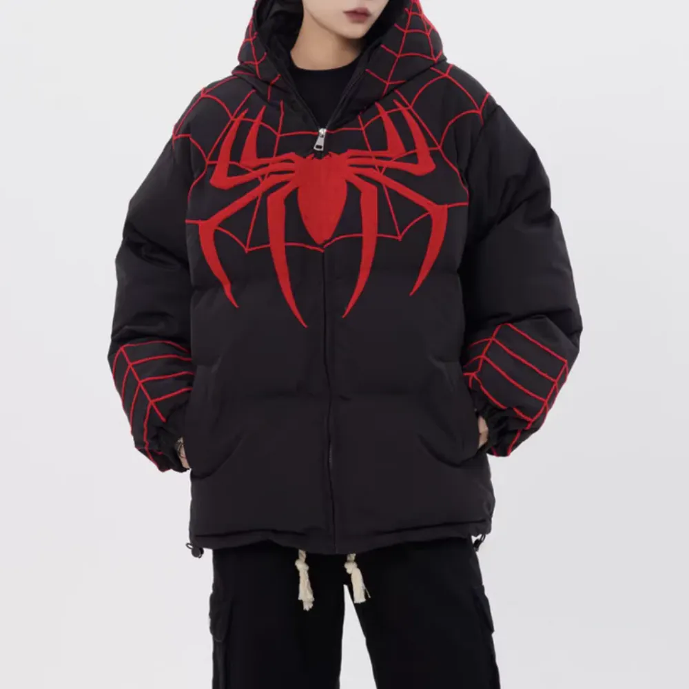 High Street Flocked Embroidered Spider Coat