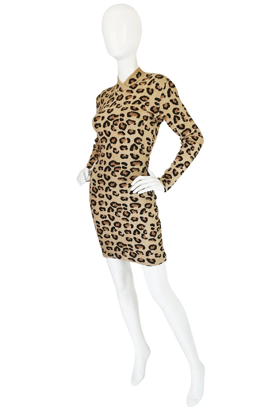 Iconic Fall 1991 Azzedine Alaia Museum Held Leopard Knit Dress
