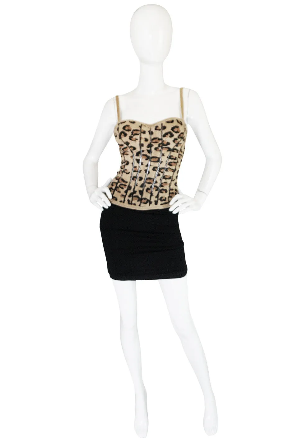 Iconic Fall 1991 Museum Held Alaia Leopard Corset Top