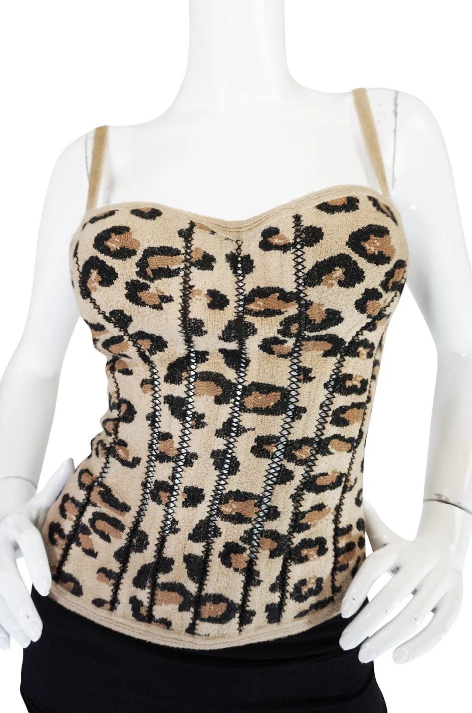 Iconic Fall 1991 Museum Held Alaia Leopard Corset Top