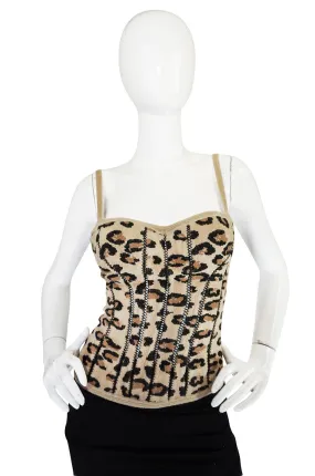Iconic Fall 1991 Museum Held Alaia Leopard Corset Top