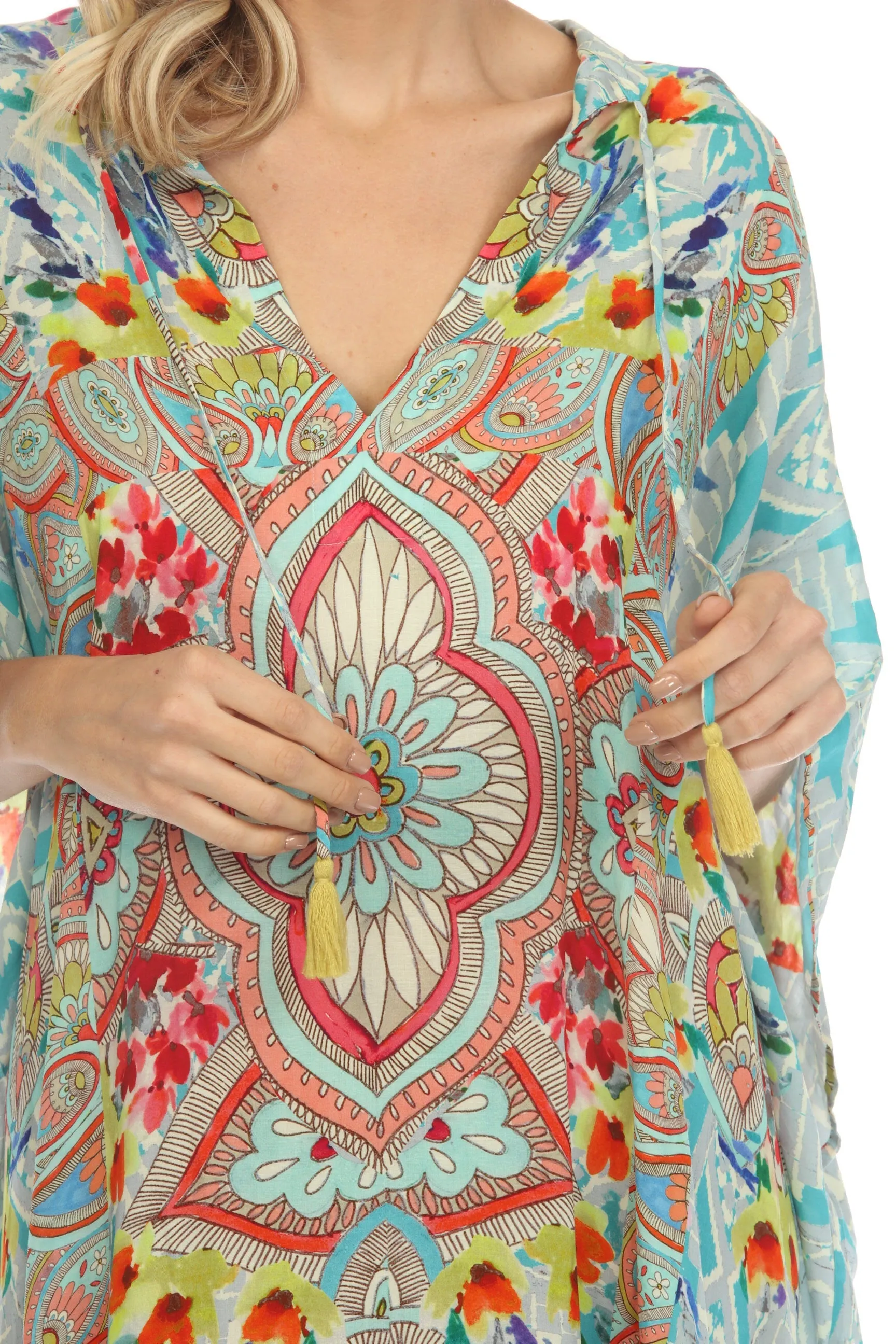 Johnny Was Dandridge Swim Cover-Up Long Kaftan Dress Boho Chic CSW4522-U