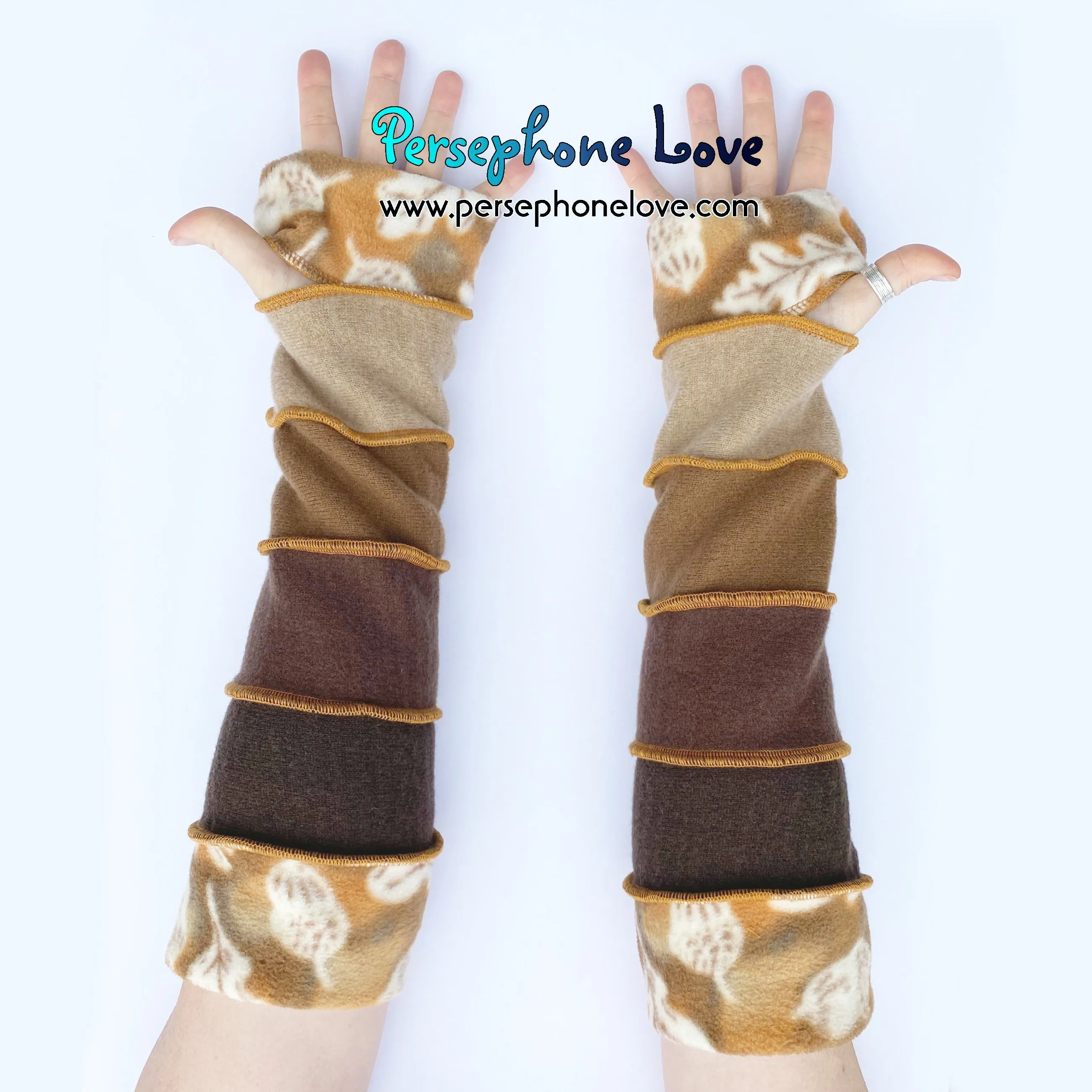 Katwise inspired needle-felted 100% cashmere upcycled sweater arm warmers -1722