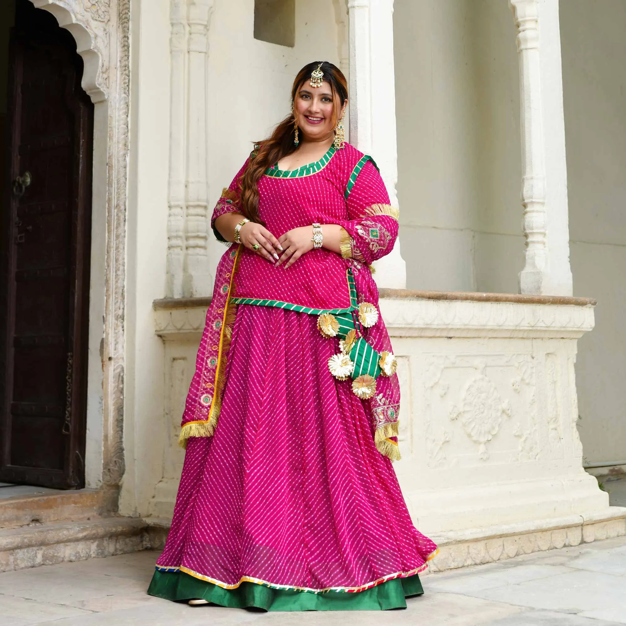 Kohinoor-Rani Pink Mothra Embroidered Poshak Lehenga Set