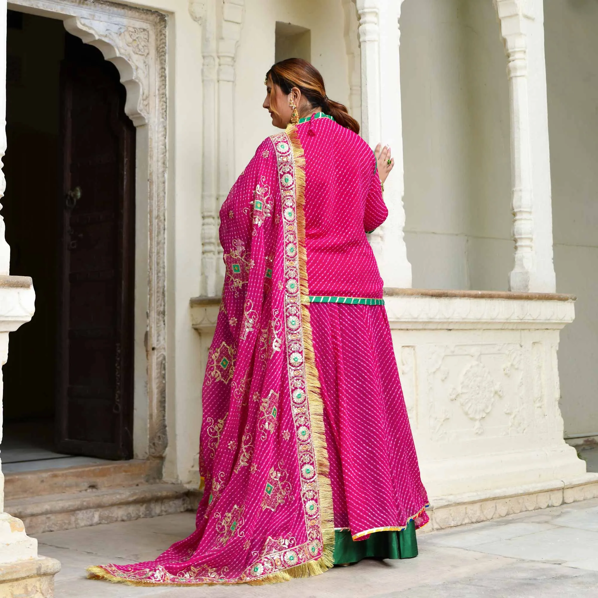 Kohinoor-Rani Pink Mothra Embroidered Poshak Lehenga Set