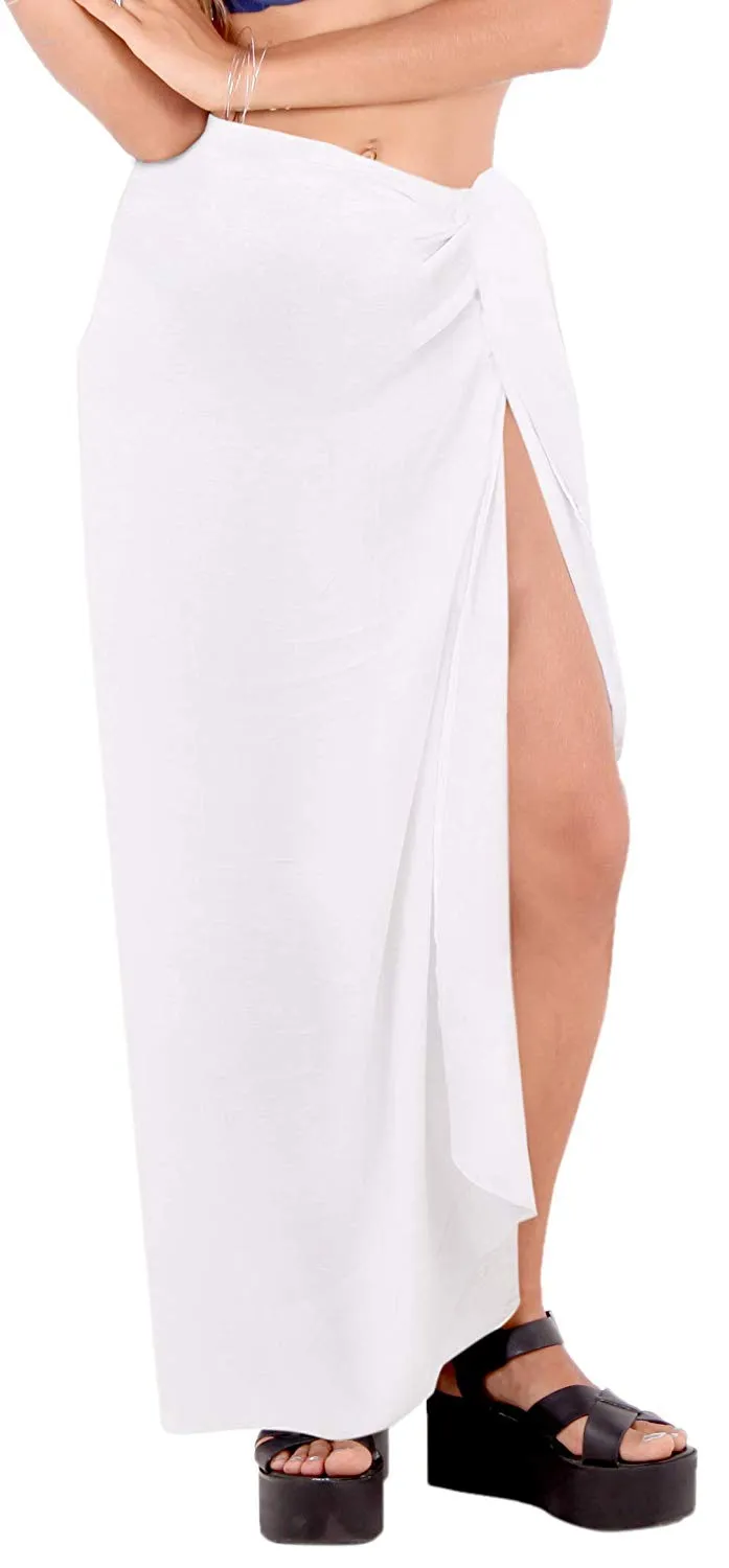 LA LEELA Women Beachwear Sarong Bikini Cover up Wrap Dress Solid 5 ONE Size