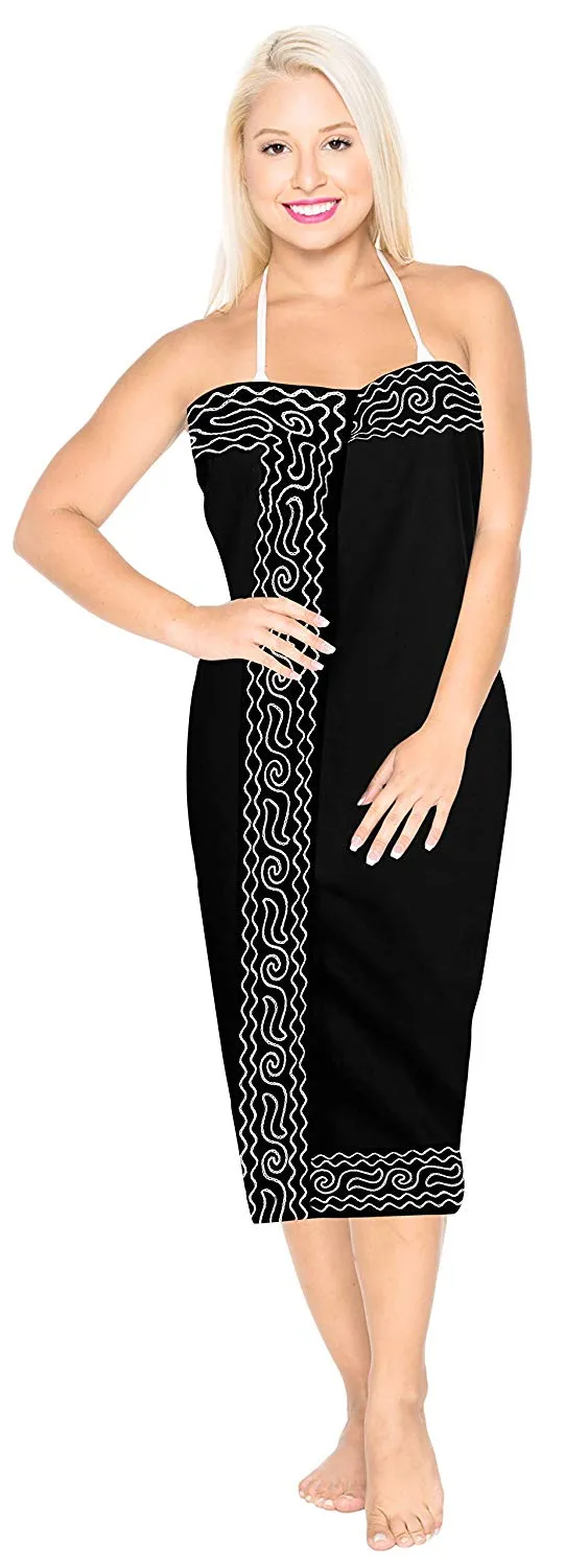 LA LEELA Women Beachwear Sarong Bikini Cover up Wrap Dress Solid 5 ONE Size