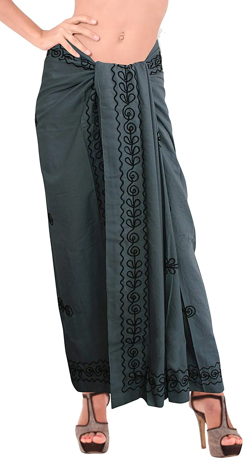 LA LEELA Women Beachwear Sarong Bikini Cover up Wrap Dress Solid 5 ONE Size