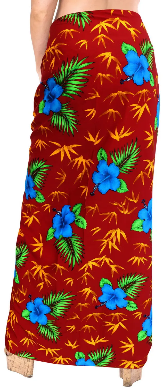 LA LEELA Women's Bathing Suit Bikini Swimwear Beach Cover Up One Size Red_O426
