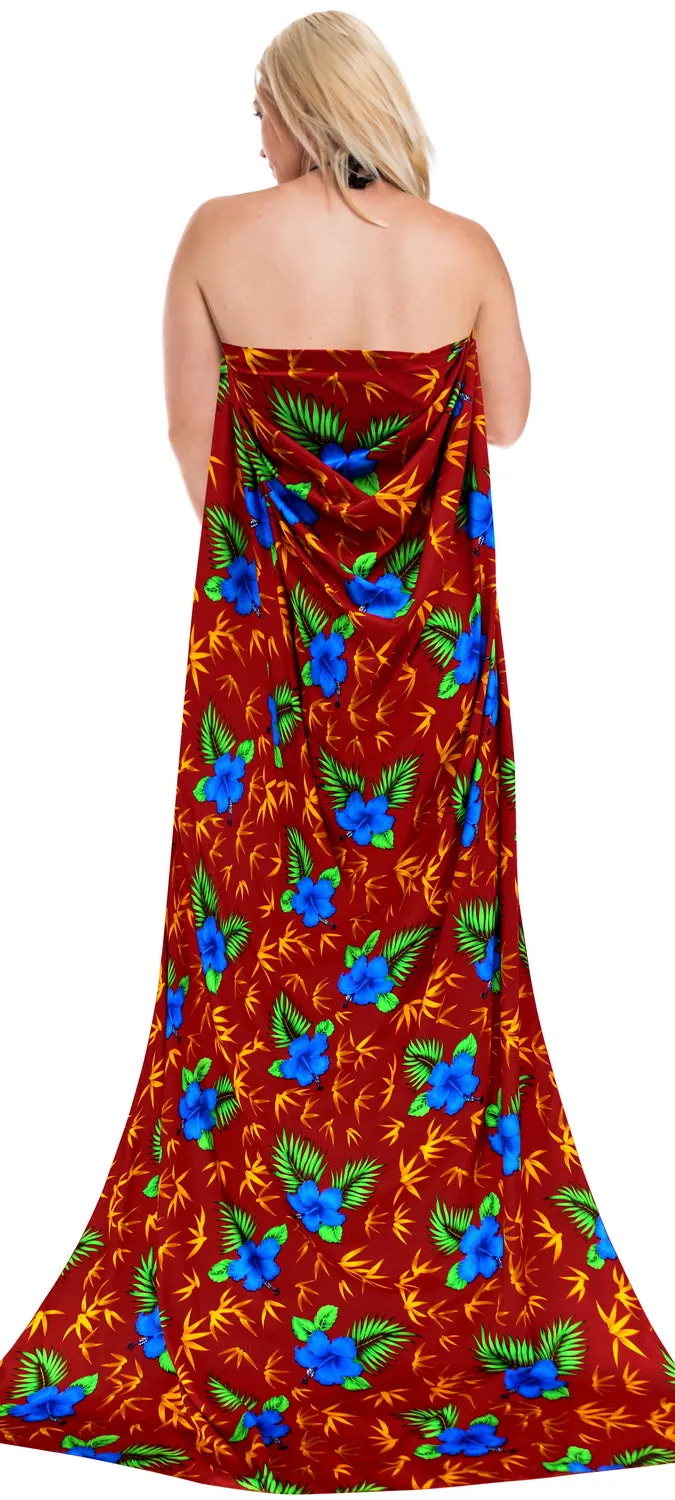 LA LEELA Women's Bathing Suit Bikini Swimwear Beach Cover Up One Size Red_O426