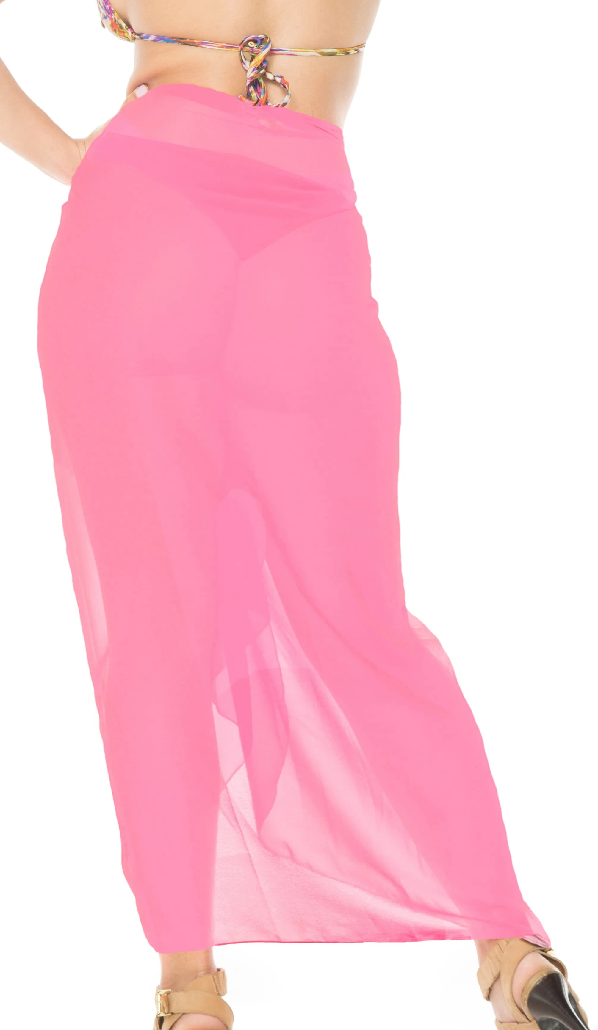 LA LEELA Women's Beach Cover Up Bikini Sarong Swimsuit Wrap 78"x42" Pink_G171