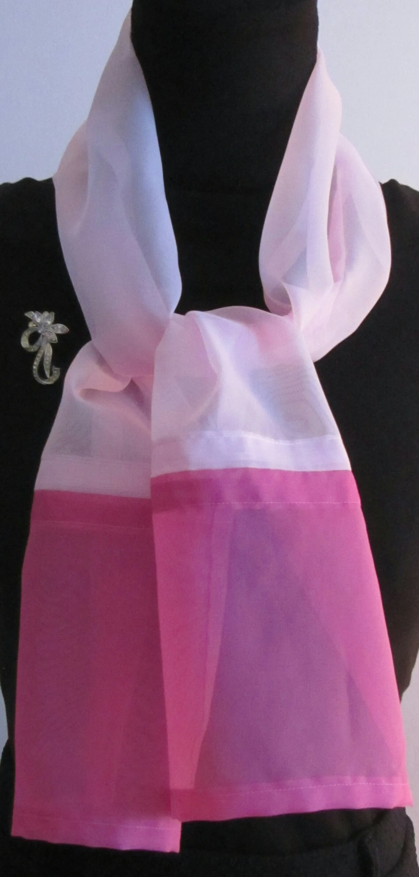 Ladies Light Pink And Cerise Colour Block Scarf