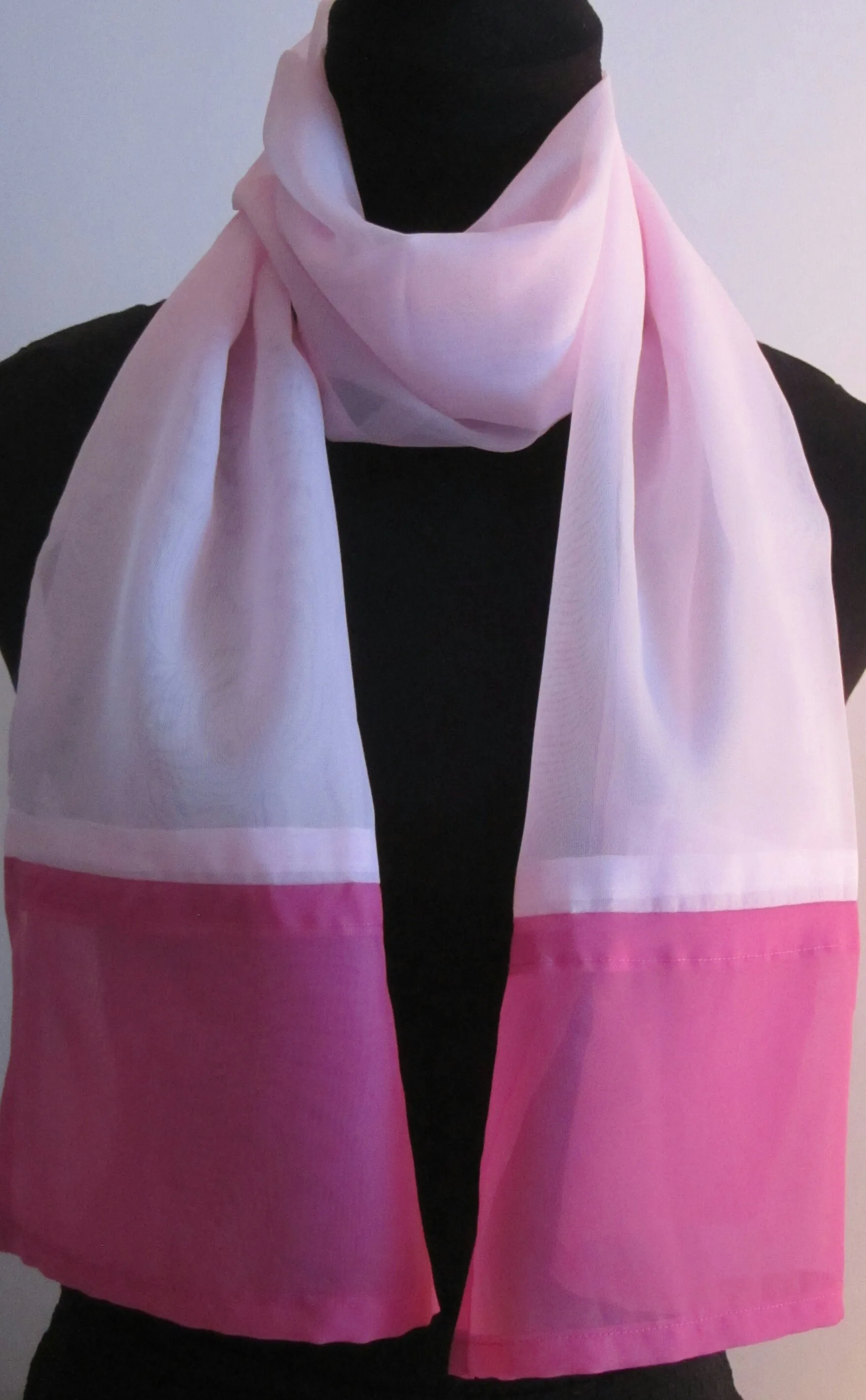 Ladies Light Pink And Cerise Colour Block Scarf