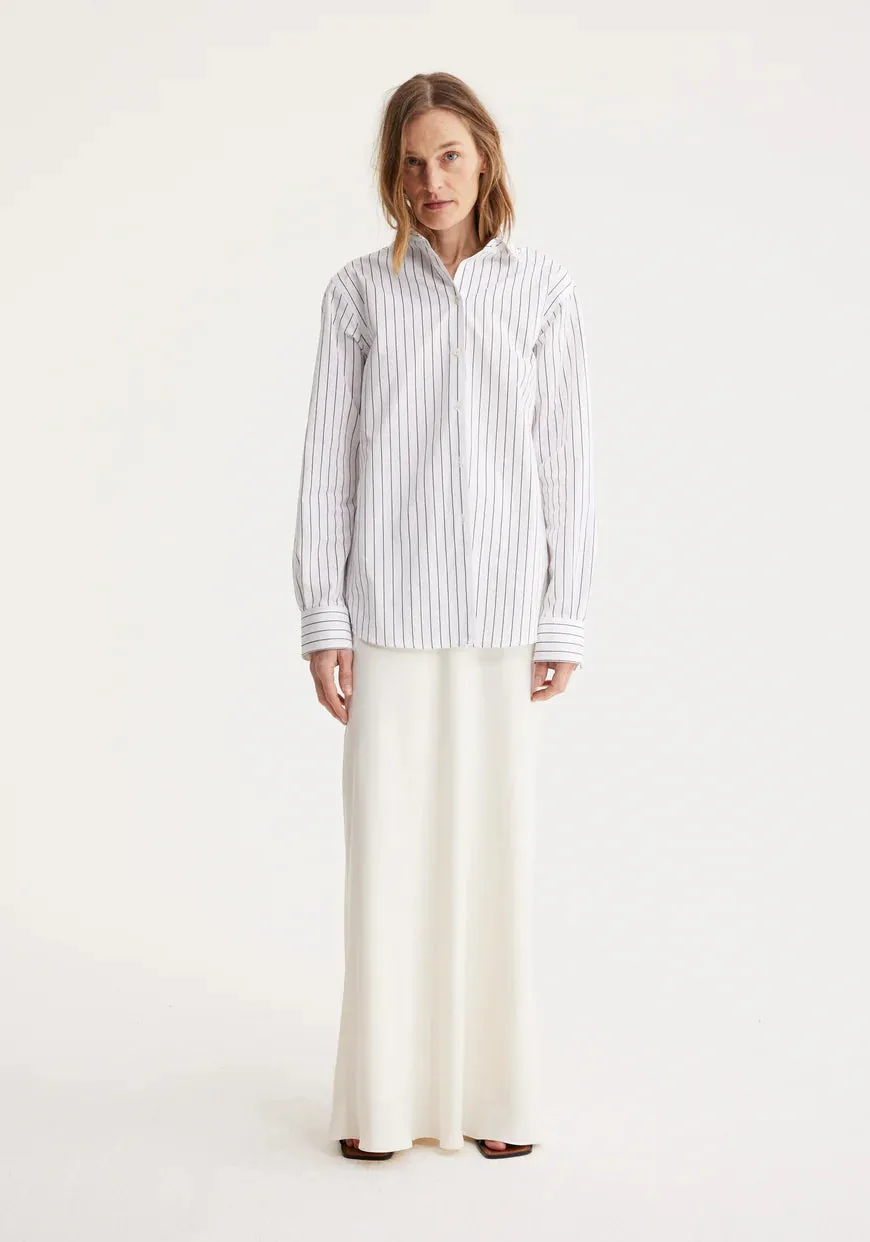 Long Satin Skirt: Cream