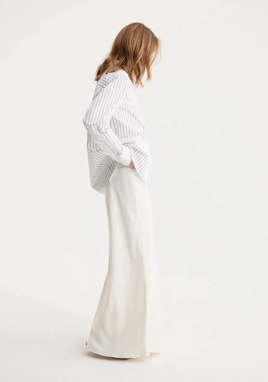 Long Satin Skirt: Cream