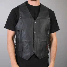 Men's 10 Pocket Leather Vest, VSM1034-HL