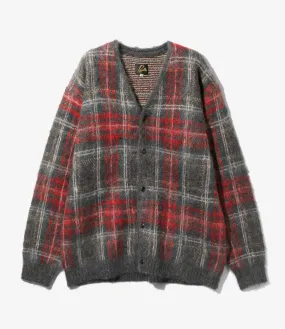 Mohair Cardigan – Red/Black Plaid