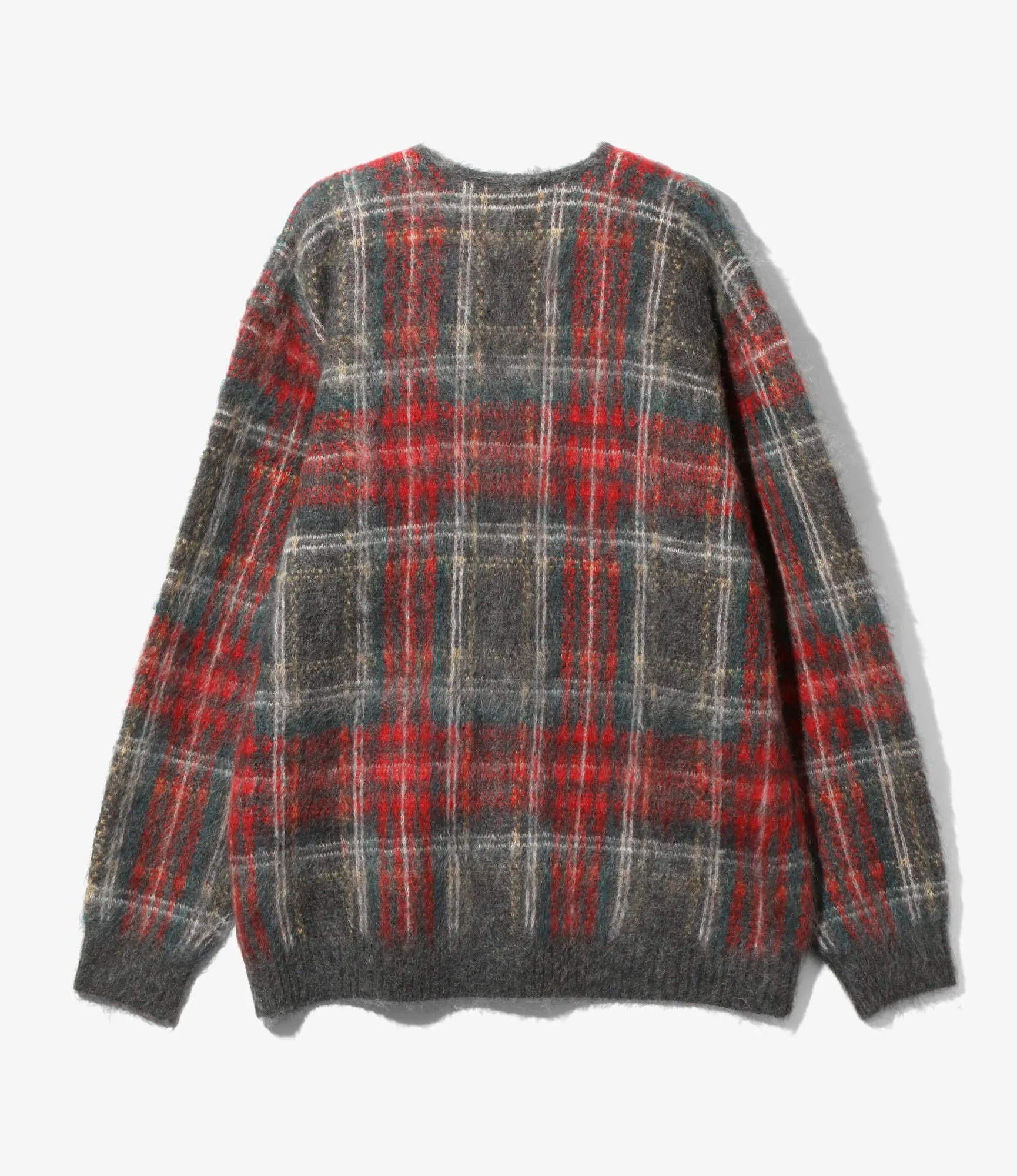 Mohair Cardigan – Red/Black Plaid