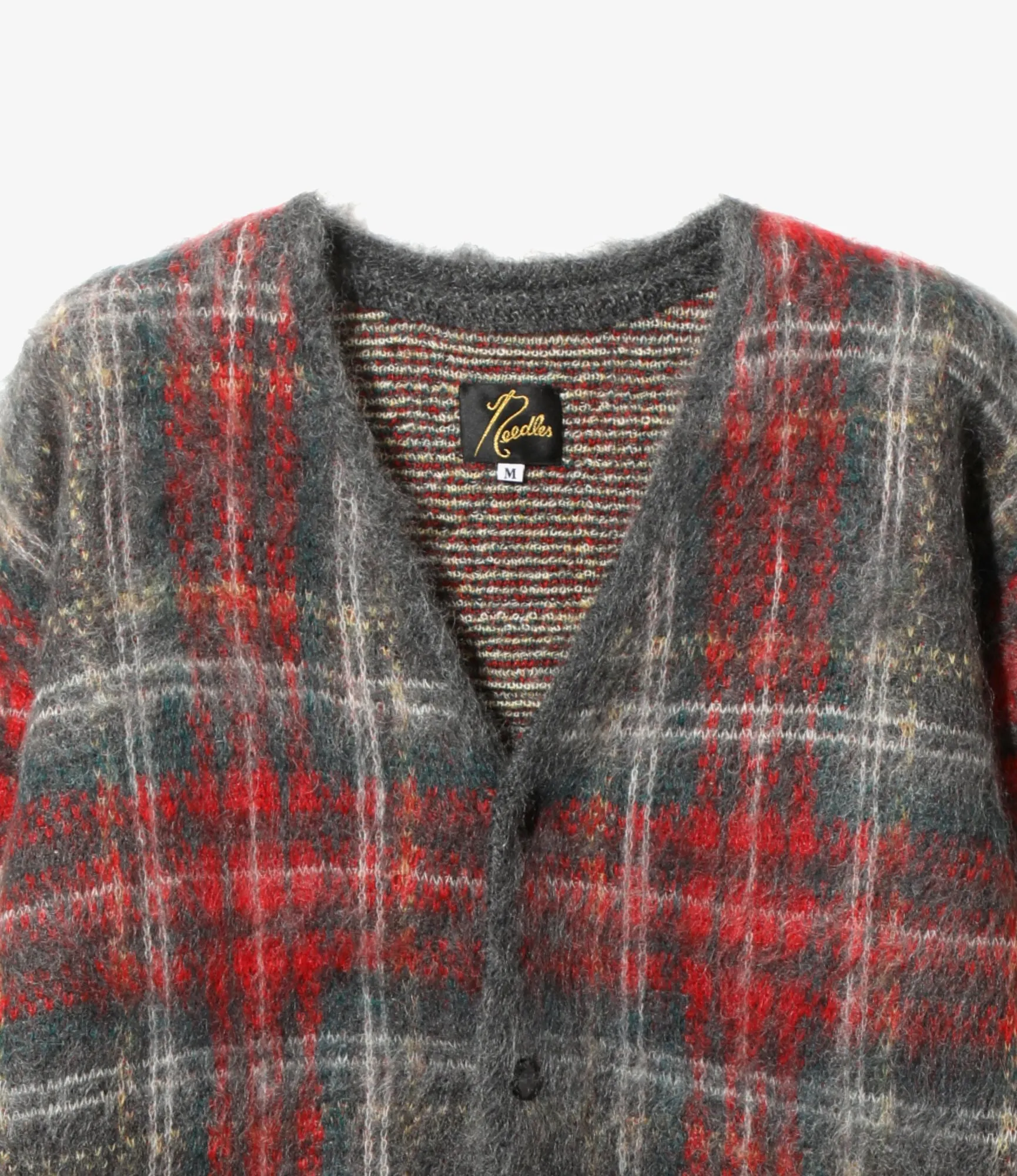 Mohair Cardigan – Red/Black Plaid