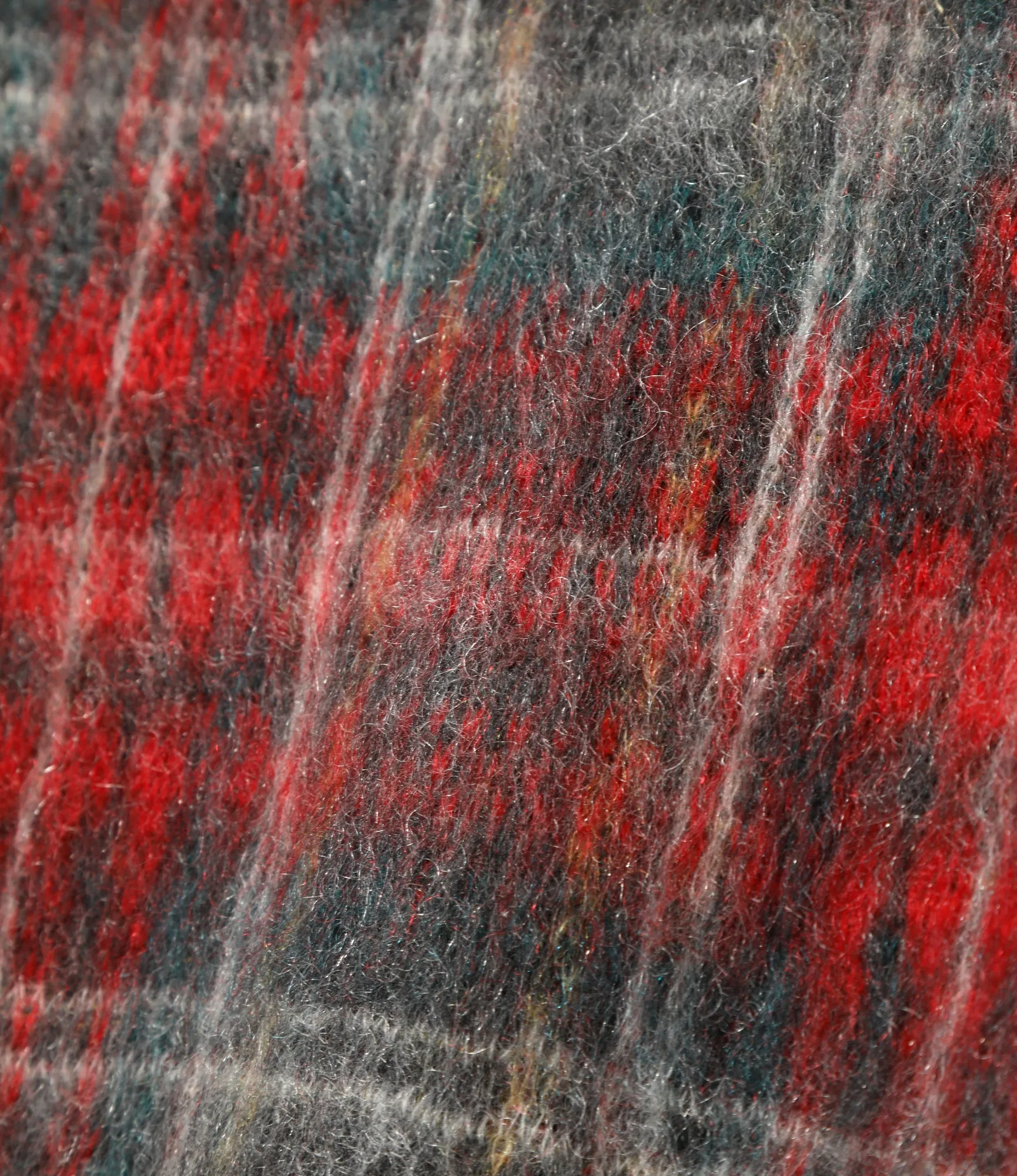 Mohair Cardigan – Red/Black Plaid