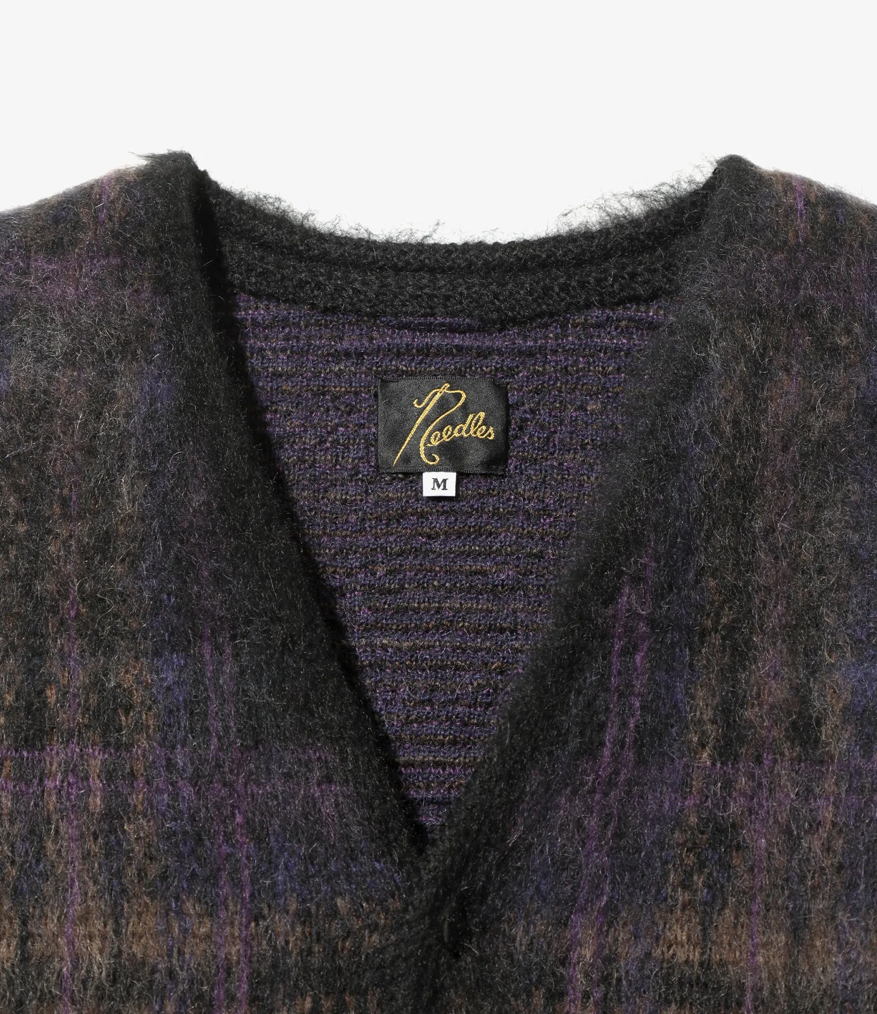 Mohair Cardigan – Taupe Plaid